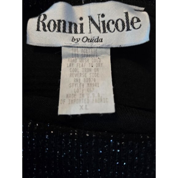 Ronni Nicole By Ouida Black Sparkle Off-Shoulder Long Sleeve Top whimsygoth chic - Picture 5 of 6